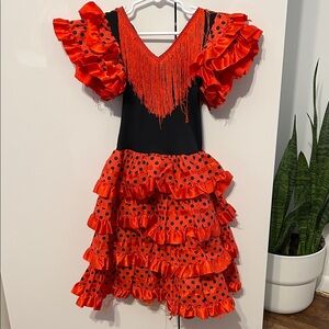 Amazon Red and Black Flamenco Ruffle Dance Dress for Girls